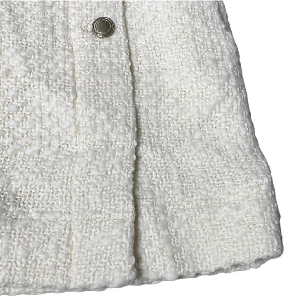 REISS June Short Boucle Skirt Ivory Off-White Size 6, UK 10 Pockets Lined Pencil